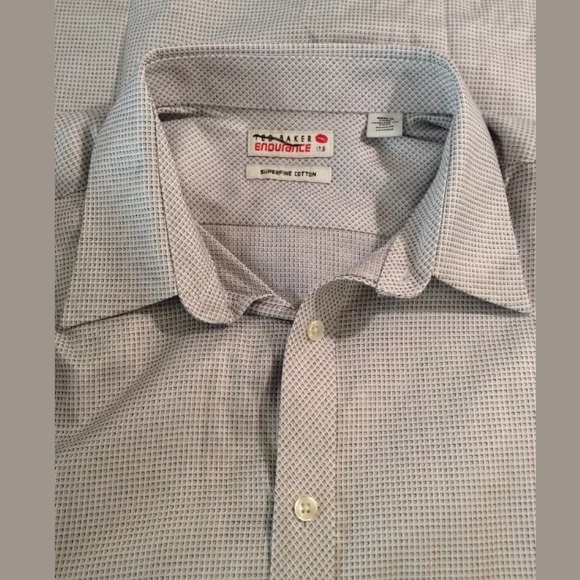 New TED BAKER Endurance Dress Shirt Button Down Gray white black professional - Picture 2 of 8